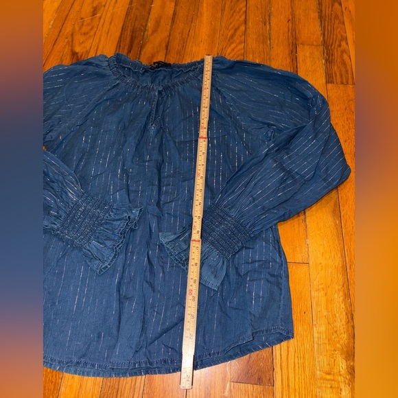 White House Black Market Blue Peasant Top - Picture 3 of 8